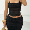 Weird Puss Mesh Backless 2 Piece Set Women Halter Lace-Up See Through Crop Tops+Loose Elegant Long Skirts Vacation Trend Outfits