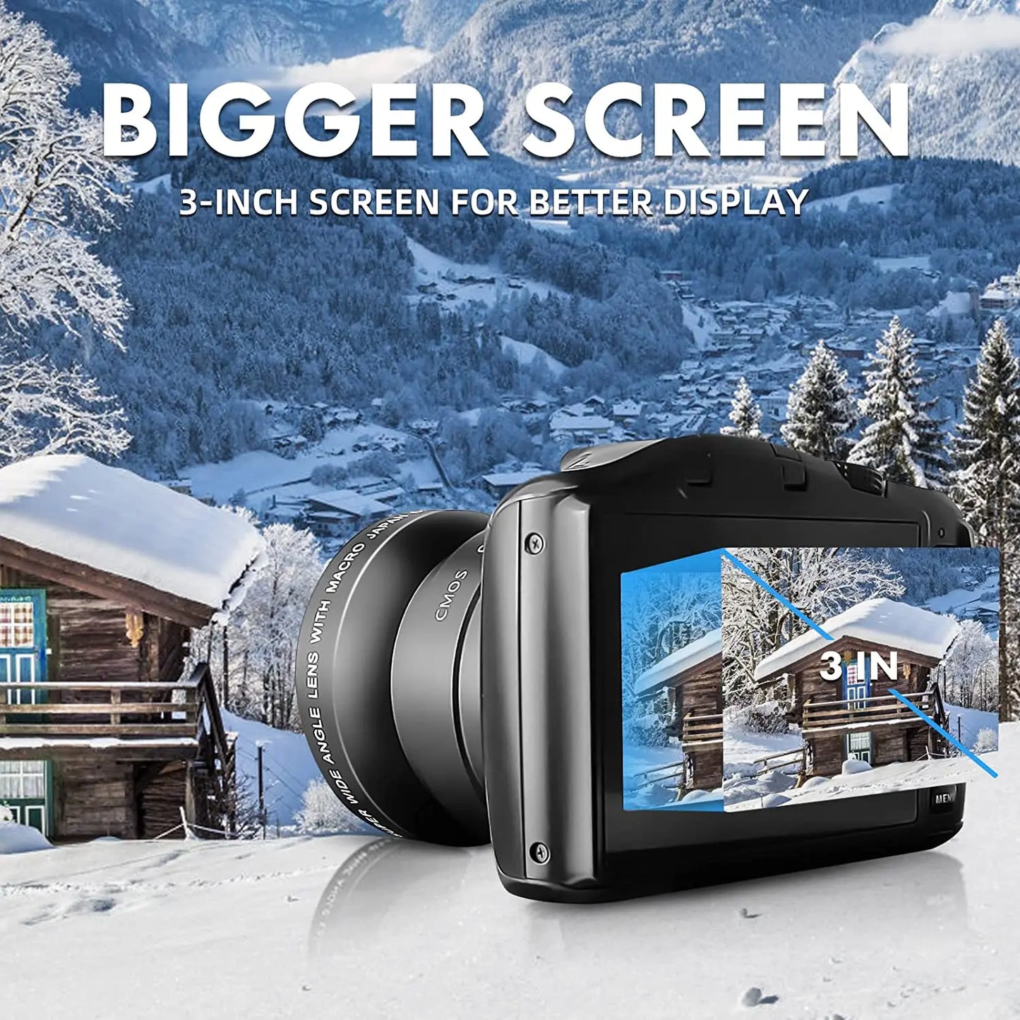 NBD 4K Digital Camera Ultra 48MP Camera Vlogging Camera with Wide Angle Lens 16X Digital Zoom 3.0 Inch Screen Camera