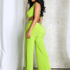 Beyprern Women's Open Back Cutout Jumpsuits With Snake Tirm Sexy Rompers Summer Lace-Back Bandage Wide Legs Jumpsuits Overalls