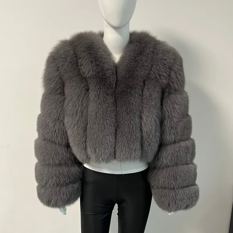 2023 Neuer kurzer Stil Echtfuchspelzmantel Winter Damen Natur Warme Mode Luxus