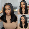 12A Double Drawn 210% Density Bone Straight Hair Bob Wig 13x4 Lace Front Wig 10-16 Inches Chocolate Brown Human Hair Wig