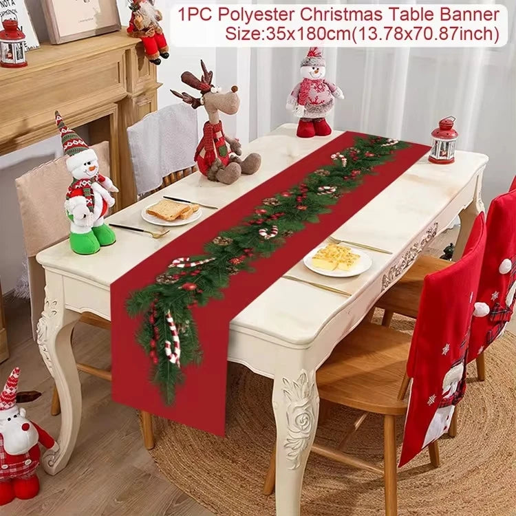 Christmas Table Runner Merry Christmas Decoration for Home Table 2024 Xmas Ornament Navidad Notal Noel Happy New Year Gifts 2025