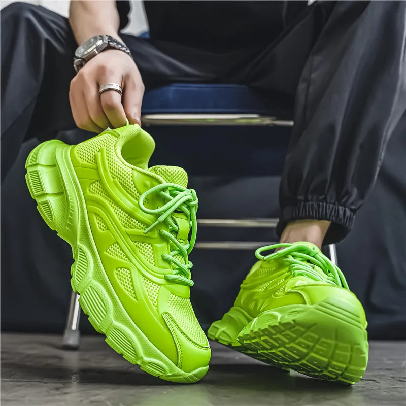 Autumn Men's New Breathable Sports Shoes Fashion Thick Sole Casual Shoes Comfortable and Versatile Trendy Running Shoes Spring