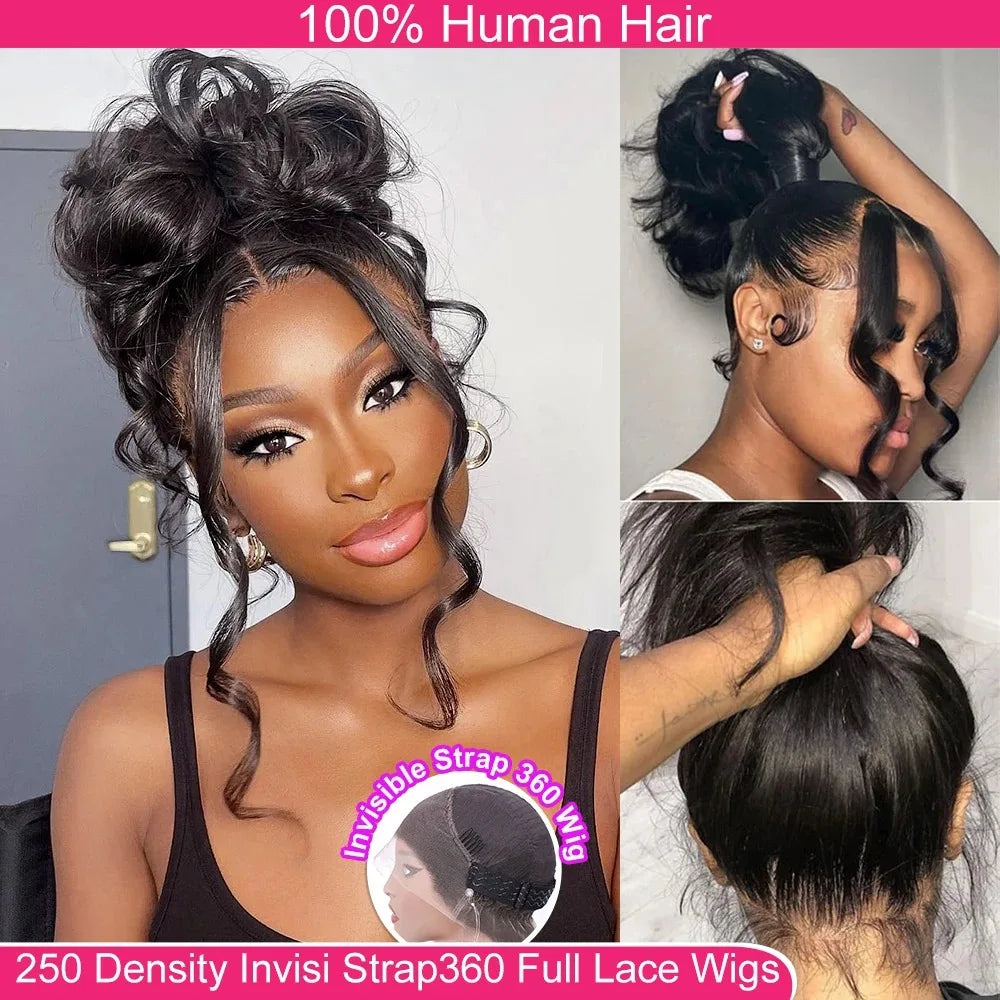 20 40 Inch Body Wave 360 Full Lace Frontal Wigs 100% Human Hair Preplucked Brazilian 250 Density Water Wave 13x6 Lace Front Wig