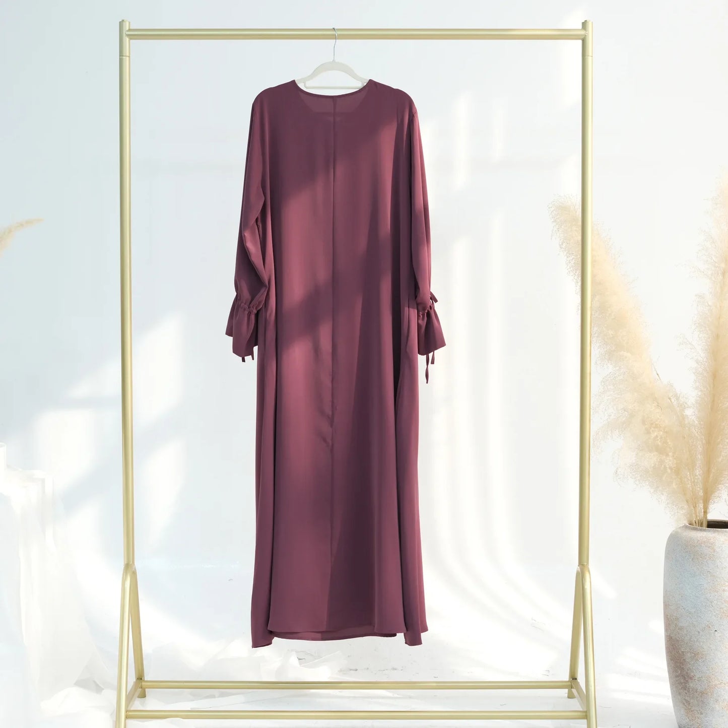 2025 Premium Nida Ruffle Sleeves Women Muslim Dress with Front Zipper Ramadan Abaya Islam Clothing Maxi Dress Female Modest Robe