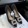 White Design Rhinestones Women Pumps Spring Fashion Pointed Toe Female Shallow High Heel Elegant Women's Work Dress Shoes