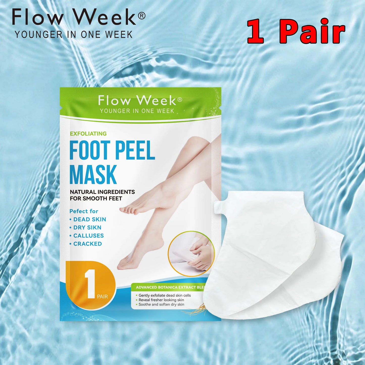 FlowWeek Exfoliating Foot Mask-Skin Exfoliating Foot Mask For Dry,Chapped Feet,Calluses,Dead Skin Remover, Exfoliant