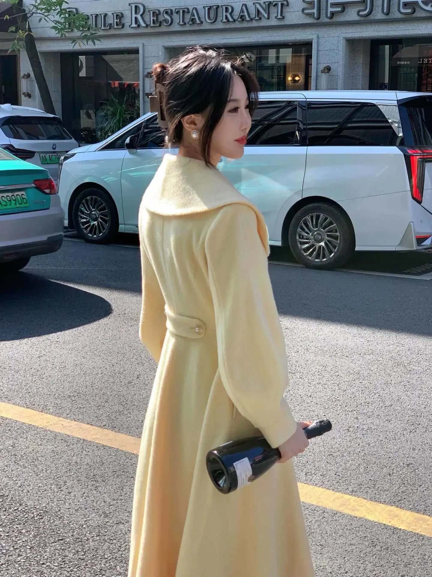 Plus Size 2024 Autumn/Winter New Style French Vintage Tweed Large Lapel Woolen Overcoat Long Sleeve Double Row Button Overcoat