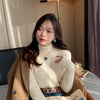 Women's Turtleneck Sweater Winter 2025 Retro Red with Velvet Lining Thickened Inner Wear Thermal Knitting Bottoming Shirt
