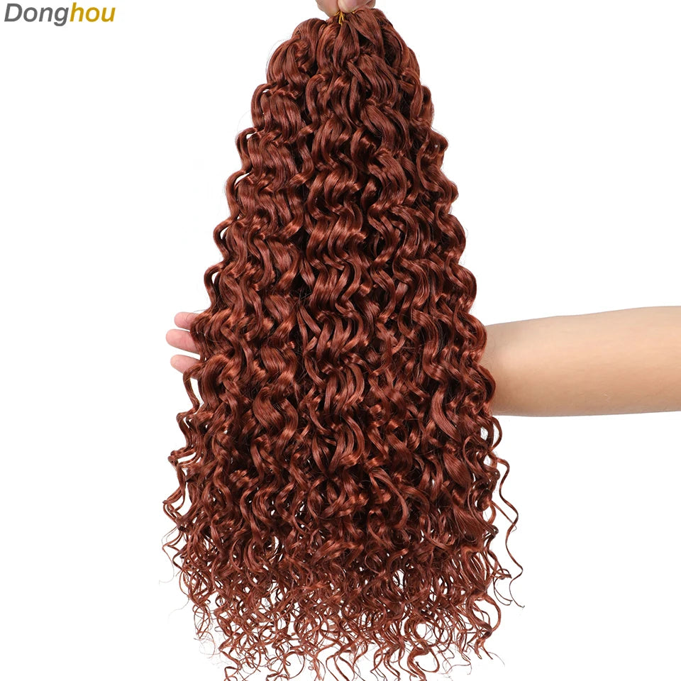 Beach Curl Crochet Hair Gogo Curl Crochet Hair 18 Inch Ombre Brown Blonde Bug Ginger T30 Synthetic Deep Wave Twist Crochet Braid