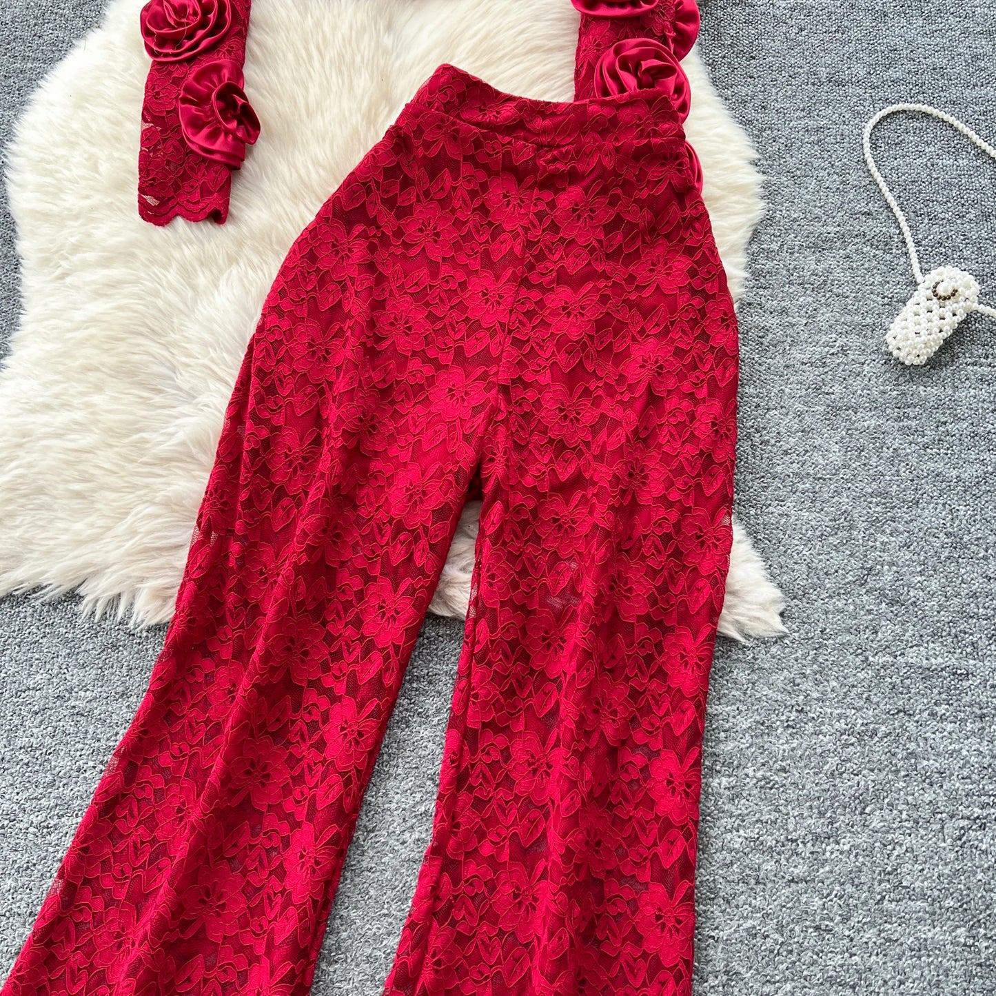 Women  Three-dimensional floral  loose T Shirt Bodycone Tops Female High Street Y2k Tops  Summer Two Piece Set