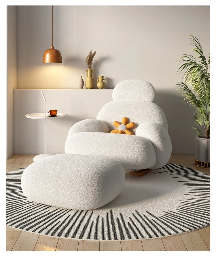 Fluffy White Living Room Chair Modern Cute Floor Ergonomic Living Room Chair Lounge Recliner Meuble Salon Home Furniture