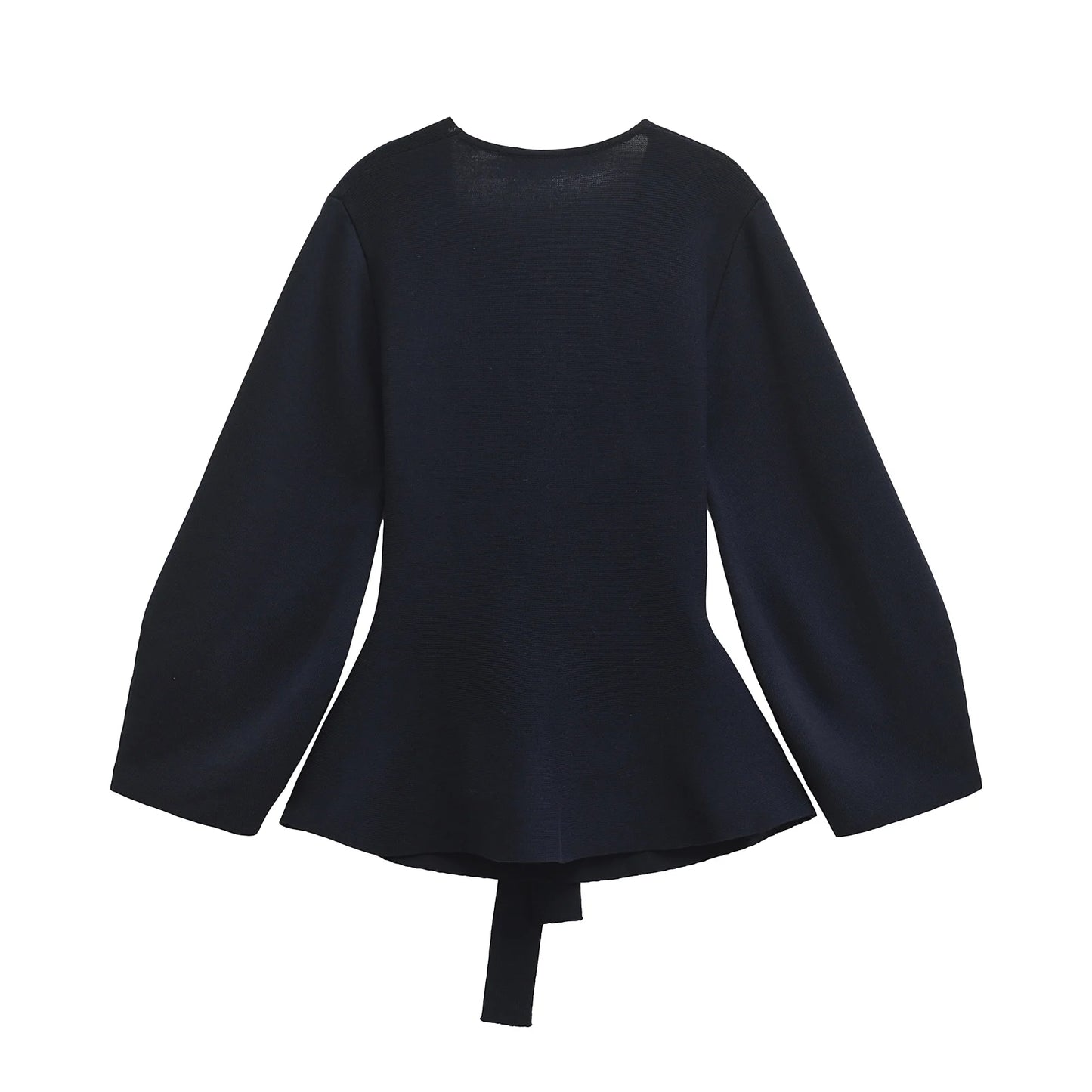 TRAFSHE Spring Women Shoulder Pad Belt Knit Blazer Women Retro V-neck Long Sleeve Versatile Female Coat Women Clothes 9598/128