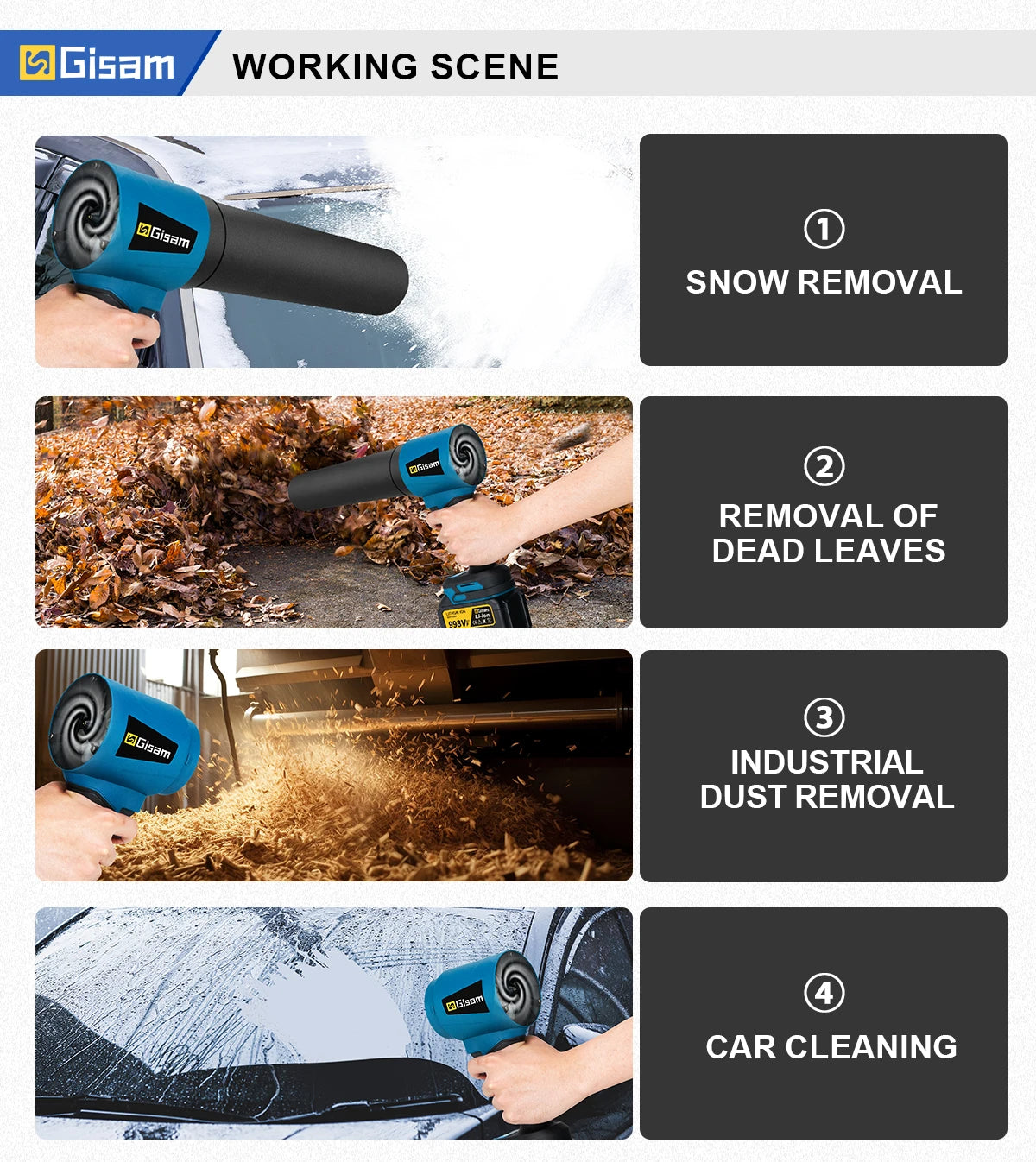 Gisam 300000RPM Brushless Electric Turbo Blowers Jet Fan 400M/S Handheld Leaf Blower Dust Blowing Tool for Makita 18V Battery