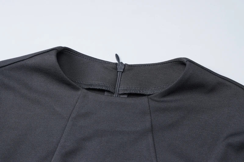 Dulzura Long Sleeves Zipper Bodycon Mini Dress With Pocket Solid Elegant Outfit Office Streetwear Women’S Autumn Winter Clothes