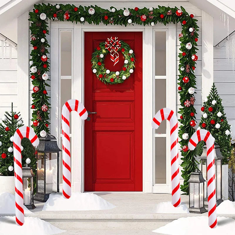 90cm Inflatable Christmas Candy Cane Balloon Walking Sticks 2023 Xmas Decoration for Home 2024 New Year Party Supplies Kids Gift