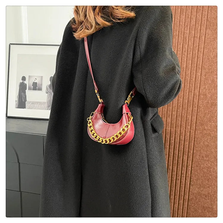 2024 Autumn Winter Mini Crossbody Bags For Women Luxury Half Moon Handbags For Ladies Purse Handle Bags Female Small Bag