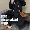 EVNISI Women Zipper Up Pockets Down Coat oversize Loose Coat Turtleneck Thicken Long Coat Women Casual Parkas 2024 Autumn Winter