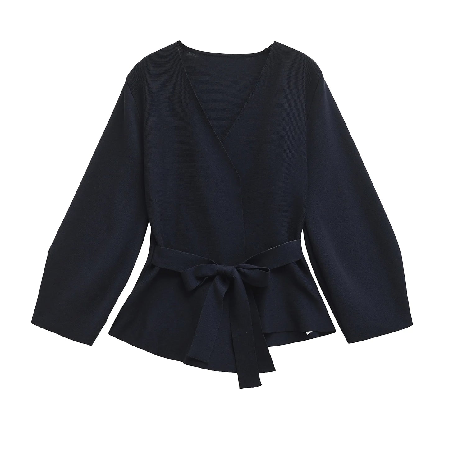 TRAFSHE Spring Women Shoulder Pad Belt Knit Blazer Women Retro V-neck Long Sleeve Versatile Female Coat Women Clothes 9598/128