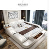 MANBAS Tech Smart Multifunctional Bed Frame with Genuine Leather, Bluetooth Speaker, and Massager Ultimate Soft Lit Tatami Camas