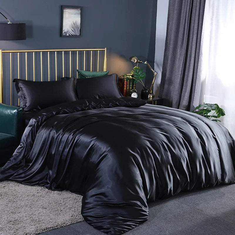 Bedding Duvet Cover Set Soft Silky Textured Comforter Cover with Corner Ties and Zipper Closure, Envelop Pillowcase