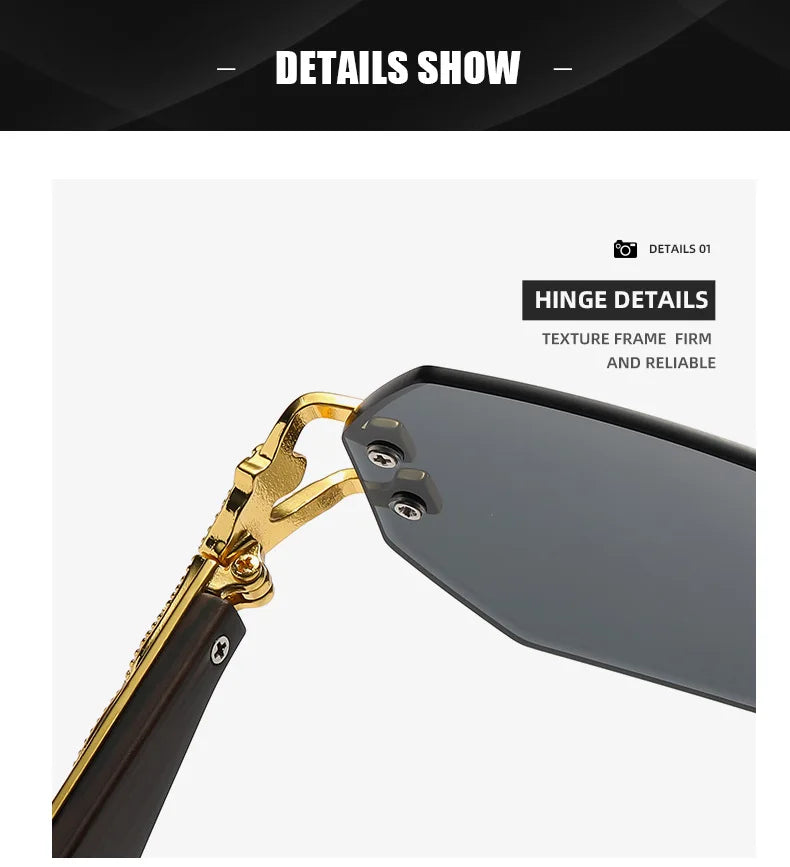 Hexagon Rimless Sunglasses Square Women Retro Men Sun Glasses Brand Designer Eyewear UV400 Shades Oculos Female Gafas