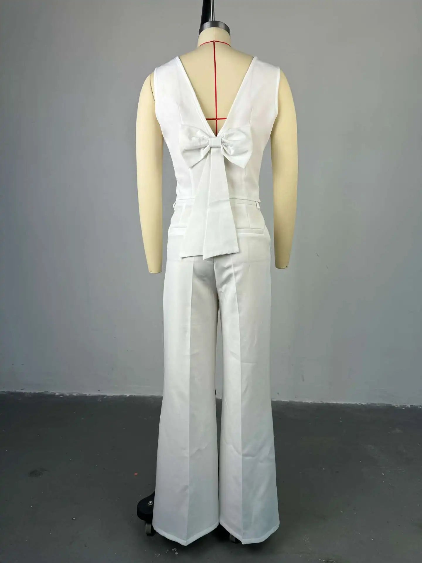 Two Piece Sets Women Pant Set Sleeveless V Neck Casual Pants Y2k Tops Wide Leg Long Pants High Waist Elegant Party Streetwear