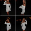 Mozision Floral Lace Off-shoulder Maxi Dress For Women White Strapless Backless Long Sleeve Bodycon Club Party Sexy Long Dress