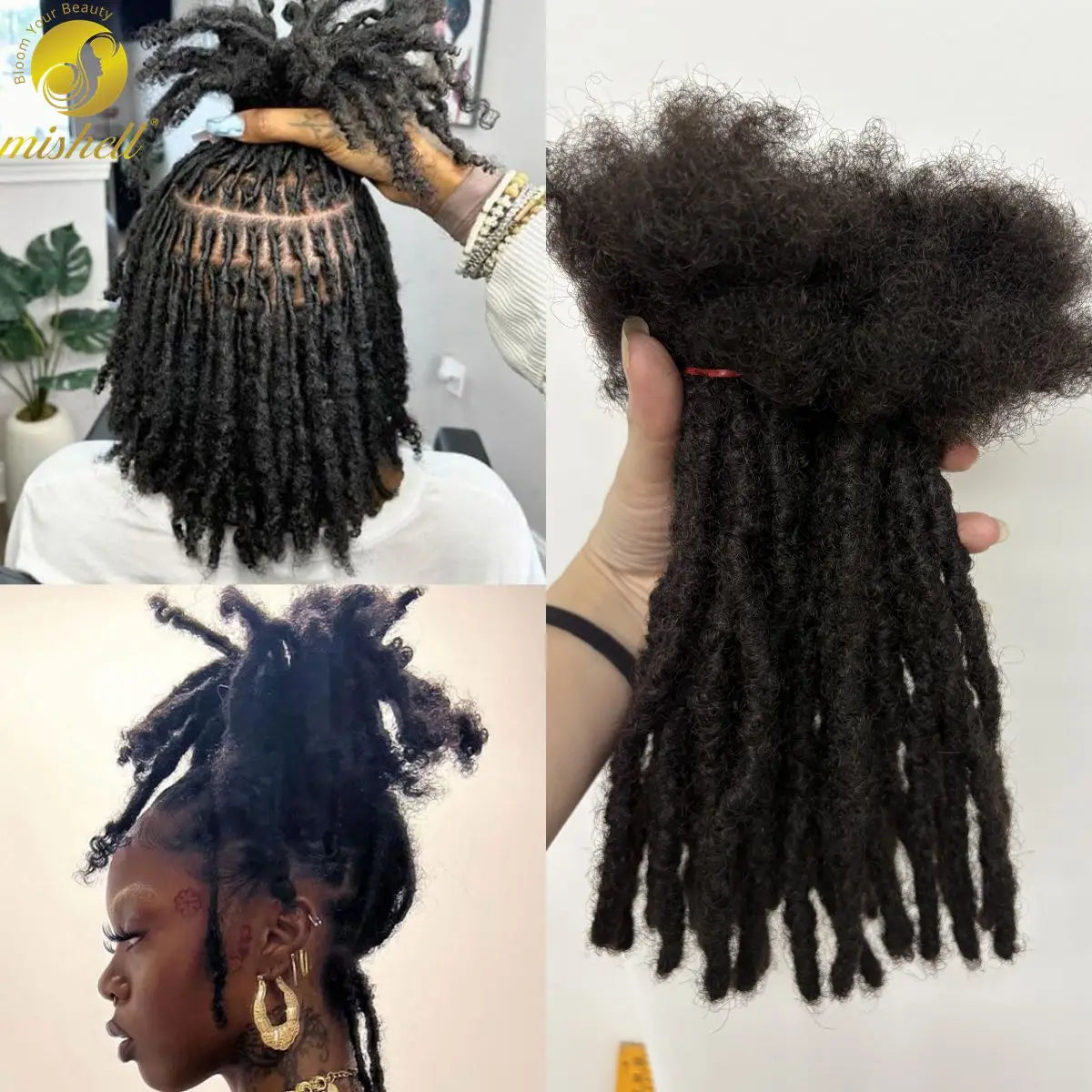 0.6cm 4-8Inch Regular Loc Extension Human Hair 50 Strands Full Handmade 100% Human Hair Dreadlock Extensions for Men Women