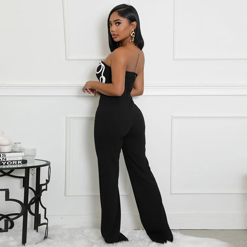 CUTENOVA Women'S Spring Summer Camisole V-Neck Offset Printed Zipper Sleeveless Slim Jumpsuit Fashion  Casual Sexy Jumpsuits