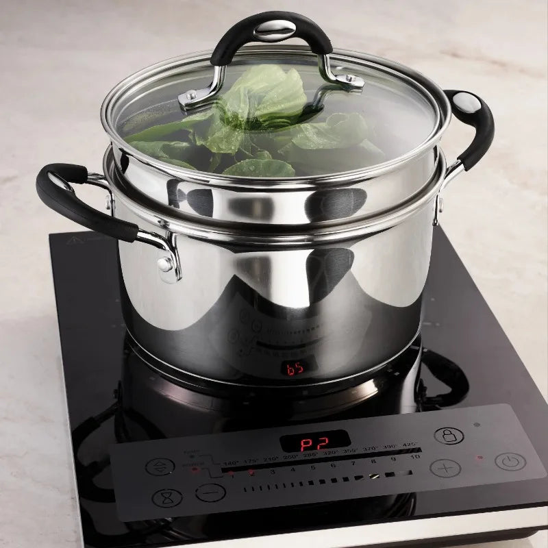 4-Piece Stainless Steel 3-Quart Steamer and Bain-A-Bailow Set for Soups, Stews, and Pasta