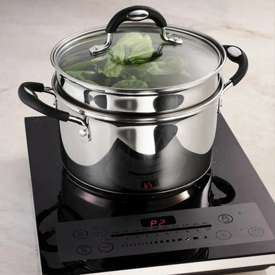 4-Piece Stainless Steel 3-Quart Steamer and Bain-A-Bailow Set for Soups, Stews, and Pasta