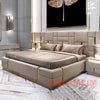 MANBAS Luxury Modern King Size Bed with Soft Upholstered Headboard and Storage Nightstands - Genuine Leather Bedroom Furniture