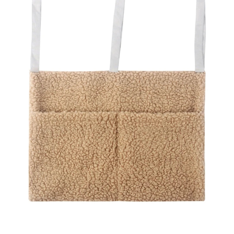New Thick Plush Baby Crib Hanging Storage Bag Portable Double Pockets Newborn Cot Toy Organizer Bag Bed Headboard Storage Pouch