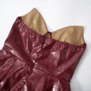 Luxury Leather Strapless Short Dress Women's Hot Summer Backless Sexy Party Curvy Dresses 2025 Evening Red Brown Hip Pacage  Y2K