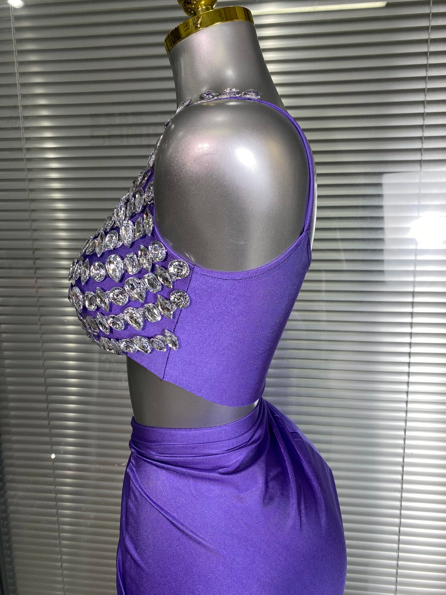 New Women Sexy Two Pieces Set Stretched Crystal Diamonds Night Club Skirt Suits Laced Singer Dancer Stage Performance Costume