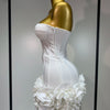 Women Sexy Strapless Flower Prom Gown Mini Dress Celebrity Red Carpet Fashion Evening Party Celebrate Birthday Club Dresses