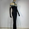 Summer Bandage Dress 2024 Women Celebrity Sexy Diamonds Crystal Black Maxi Long Bodycon Elegant Evening Club Party Dress