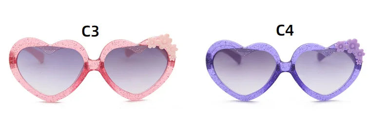 Girls Boys Love Heart Sunglasses Outdoor Sun Protection Children Lovely Flower Vintage Sun Glasses Classic Kids Eyewear UV400