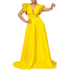Elegant Pleated Jumpsuits & Rompers for Women V Neck Ruffles Belt Waisted High Waisted Floor Length Luxury Birthday Party Outfit