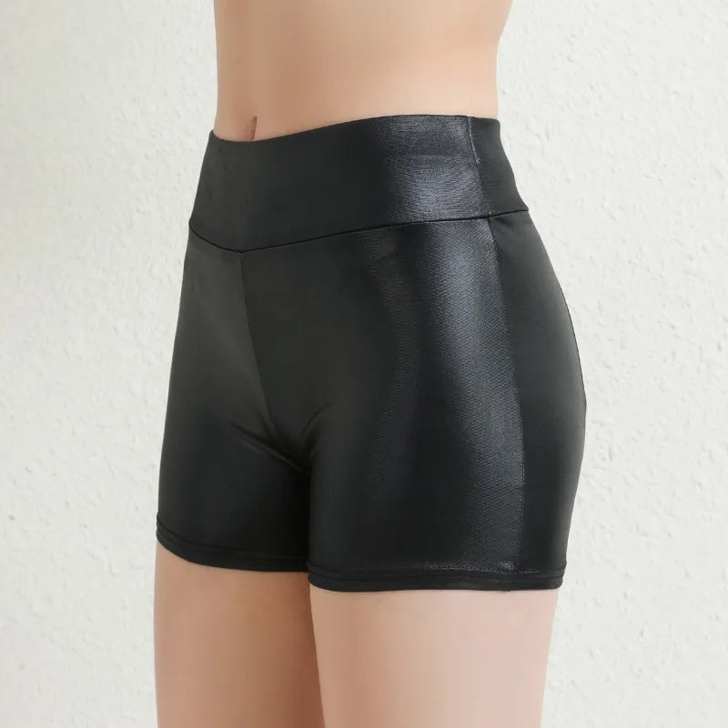 2023 Sexy Womens Shorts Shiny Elastic High Waist Shiny Faux PU Leather Short Pants Slim Hot Dance Clubwear Mini Shorts
