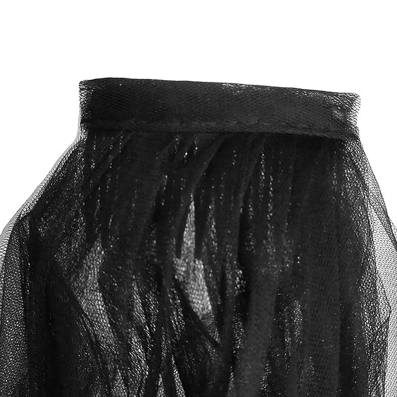 2 Tier Black White Flower Lace Edge Bridal Veils with Comb Elegant Vintage Wedding Cosplay Performance Hair Accessories