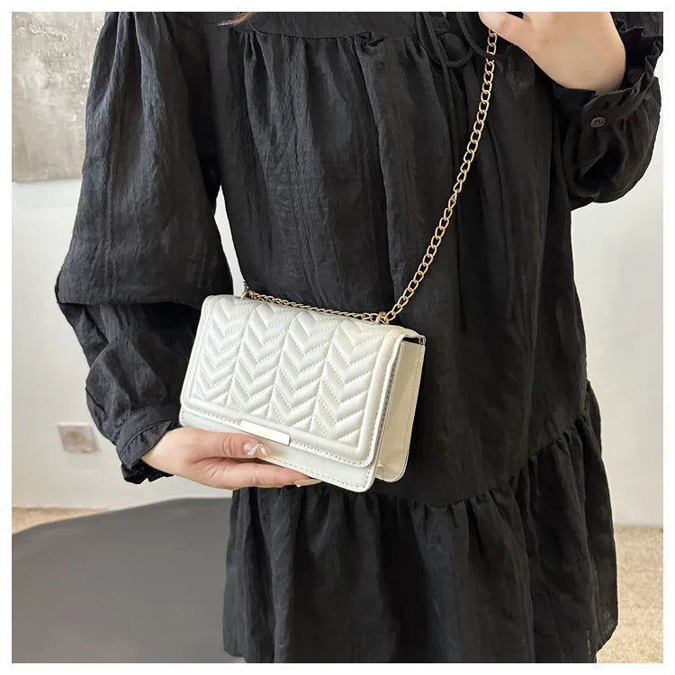 Fashion Striped Women's Shoulder Bag, Chain Strap Crossbody Bags For Daily Used, Ladies Handbags And Purses