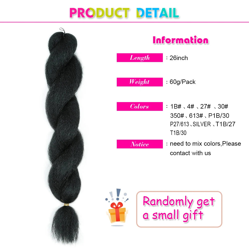 26Inch Vixen Crochet Bulk Hair Synthetic Jumbo Braids Fluffy Yaki Straight Crochet Hair Afro Kinky Curly Braiding Hair Extension