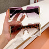 2023 Fashion New Women Oversized Rimless Sun Glasses Vintage Gradient Tea Cool Sunglasses Ladies Uitravioler-proof