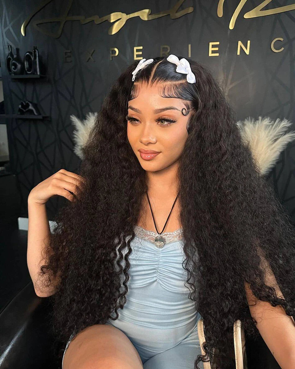 13x6 HD Transparent Lace Front Water Curly Wave Human Hair Wigs 40 Inch Long Jerry Curly Human Hair Frontal Wigs Full Bouncy