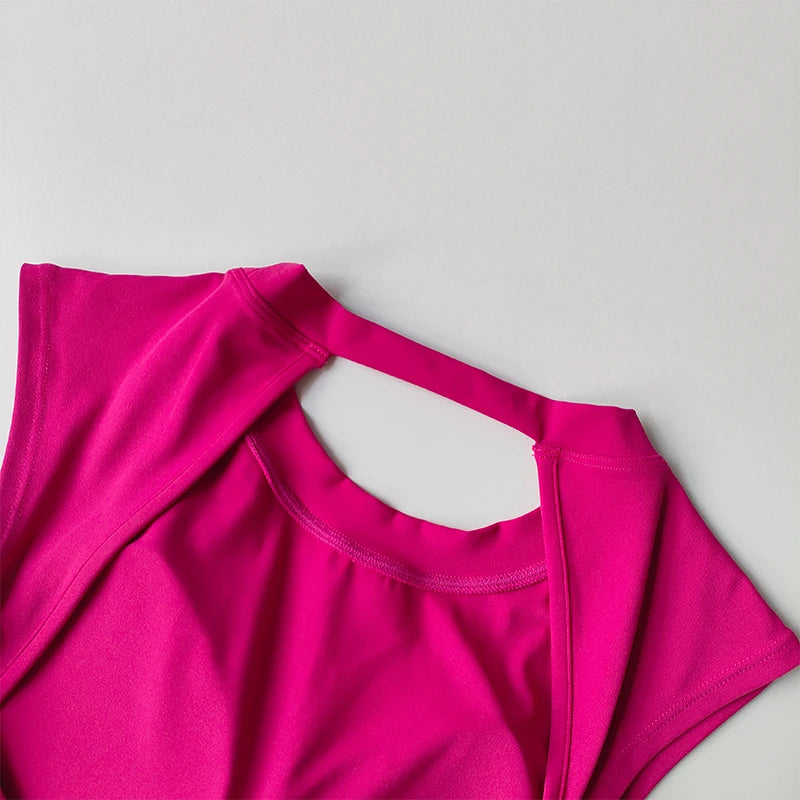 Sexy Short Backless Fixed Chest Pad Sports T-shirt Vest Women's Tight Fitting Quick Drying Slimming Yoga Suit Top Clothing