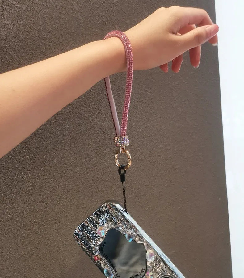 For Cell phone lanyard pendant phone strap Keychain on the phone Wrist chain luxury rhinestone pendant chain diamond bracelet