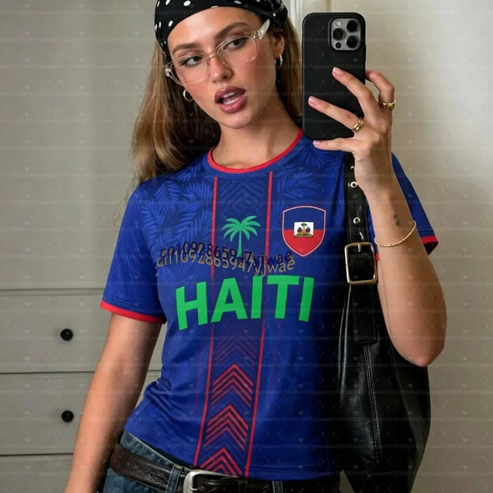 2026 Haiti Soccer Jersey Women Men Sports T-Shirts Plus Size sport casual Jerseys Unisex Graphic plus size T Shirts