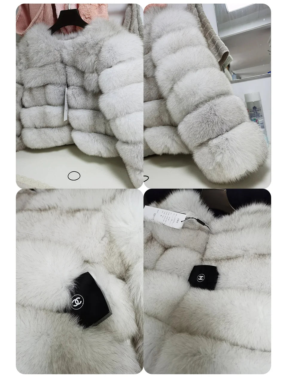 Maomaokong 2025 Natural Real Fox Fur Coat Women Winter Warm Luxury Fur Jacket Detachable Long Sleeves Female Vest Furry Coats